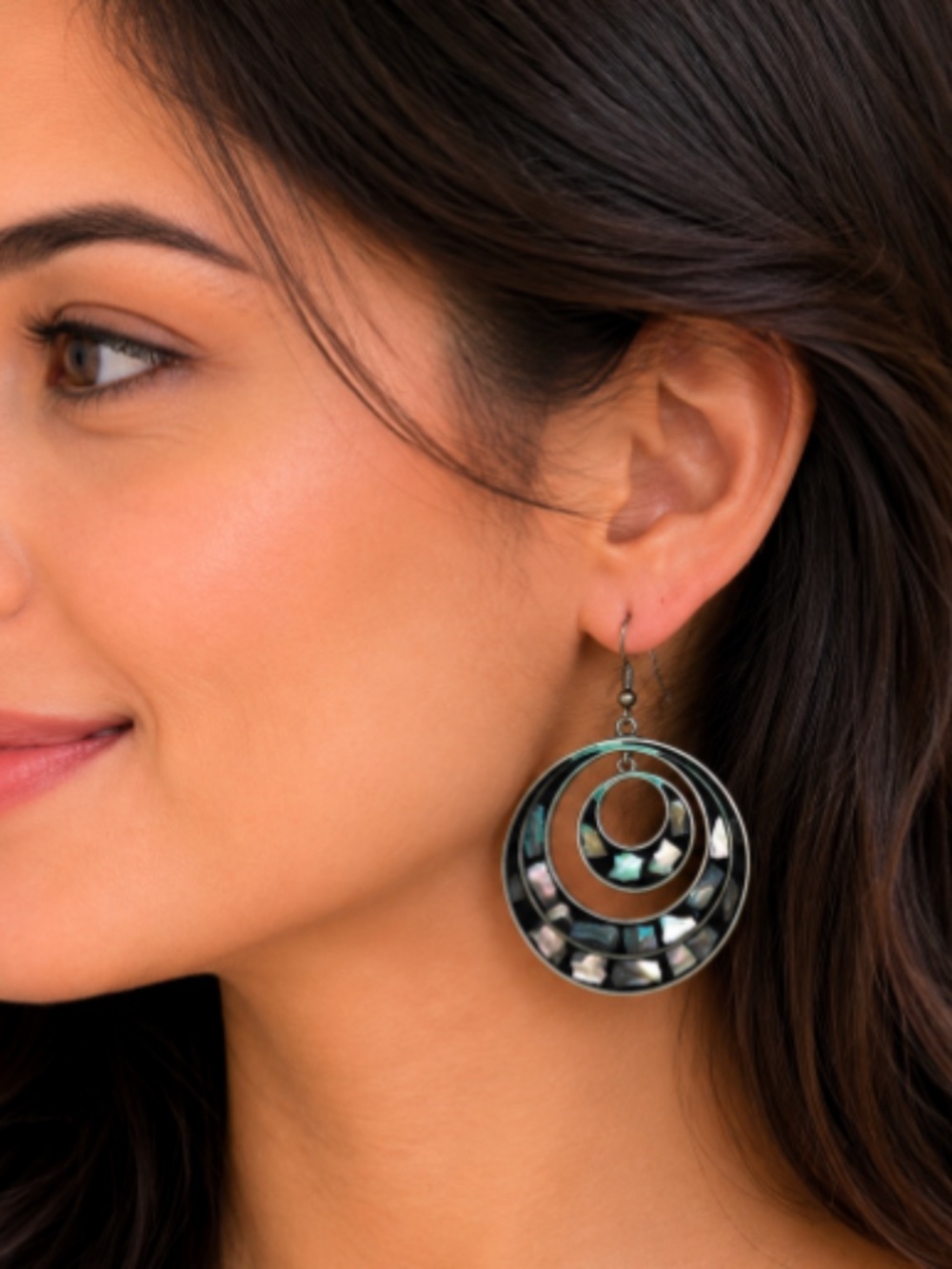 Vintage Abalone Silver Earrings